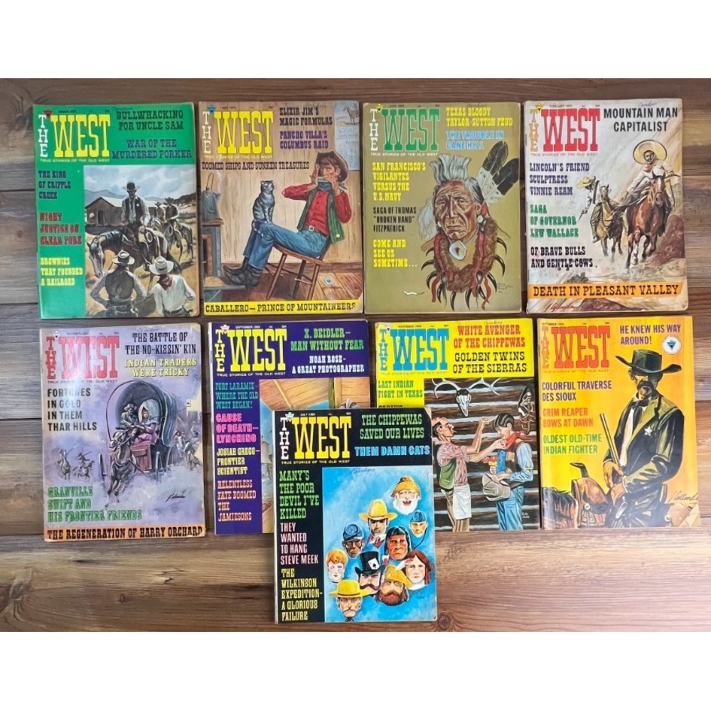 Lot of 9 Vintage The West Magazines 1969-1970 Pancho Villa Lew Wallace Maverick